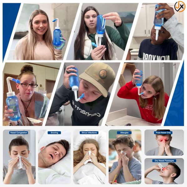 Nasal Wash Neti Pot 300ml - Ergonomic Sinus Rinse System - Image 6