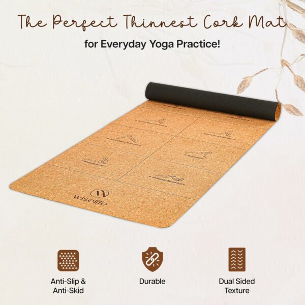 Cork Foldable Yoga Mat with Carry Bag - Extra Thick & Wide - Image 5