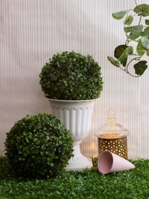 Artificial Eucalyptus Boxwood Topiary Grass Balls - Set of 2, 23 cm