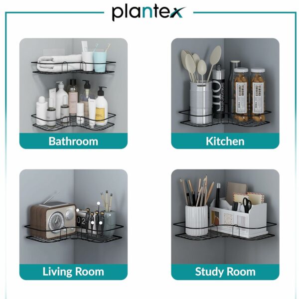 Self Adhesive Corner Shelf for Bathroom and Kitchen - Pack of 2 - Image 6