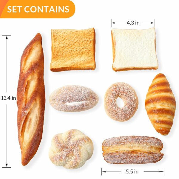 8pcs Realistic Artificial Bread Set for Home Decoration - Image 2