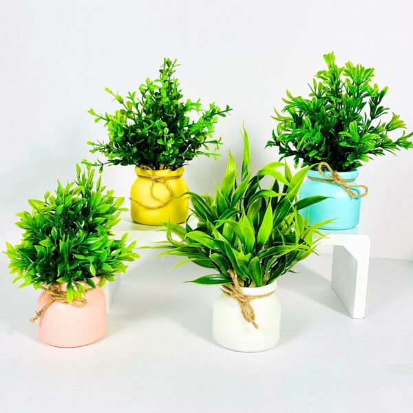 4pcs Artificial Pot Flowers - Mini Potted Plants for Home Decor - Image 2