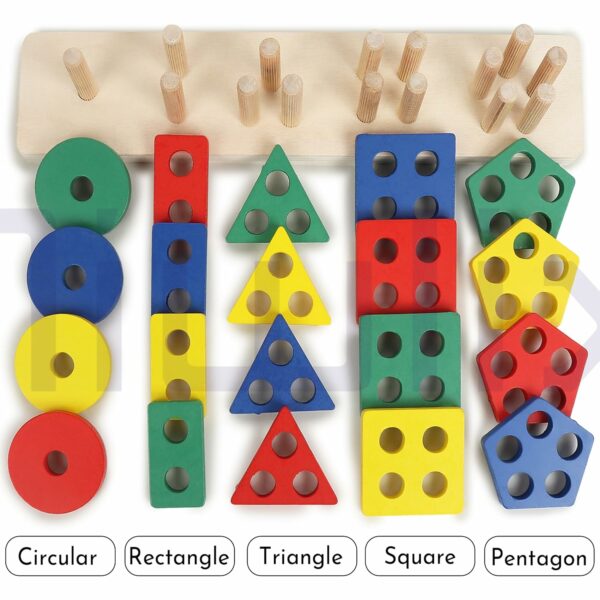 Wooden Shape Sorter Toy for Toddlers - Safe & Fun Learning - Image 2