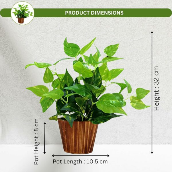 Artificial Money Plant Leaves in Wood Pot - Home & Office Decor - Image 3