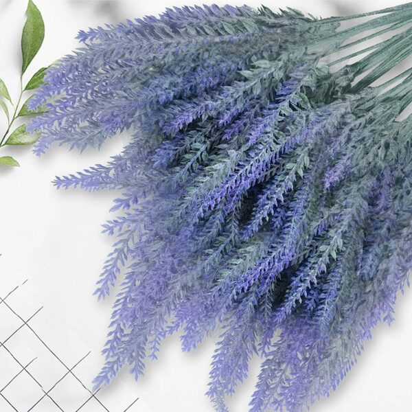 Artificial Lavender Flowers - 14.6" Faux Purple Plants (4 pcs) - Image 5