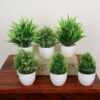 Set of 6 Multicoloured Artificial Bonsai Plants with Pots