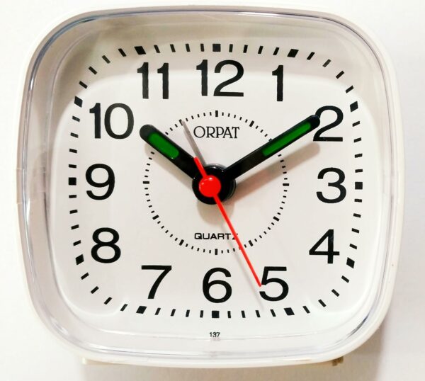 Abstract Plastic Beep Alarm Clock - Small Analog Design