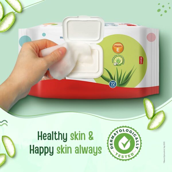 Moisturising Baby Wipes with Aloe Vera - 72 Wipes/Pack, 3 Packs - Image 6