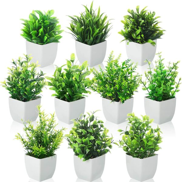 Small Artificial Eucalyptus Plants in White Planters for Home & Office - Image 2