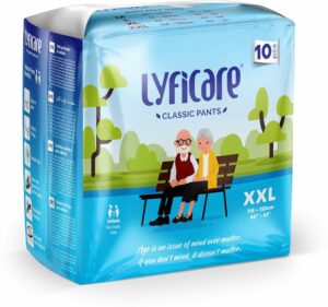 Lyficare Classic Adult Diaper XXL - 10 Units | Unisex Pants Style | 360? Protection & Wetness Indicator
