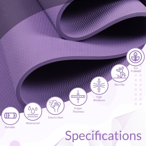 4mm Anti-Slip Eco-Friendly Yoga Mat with Strap - Purple - Image 2