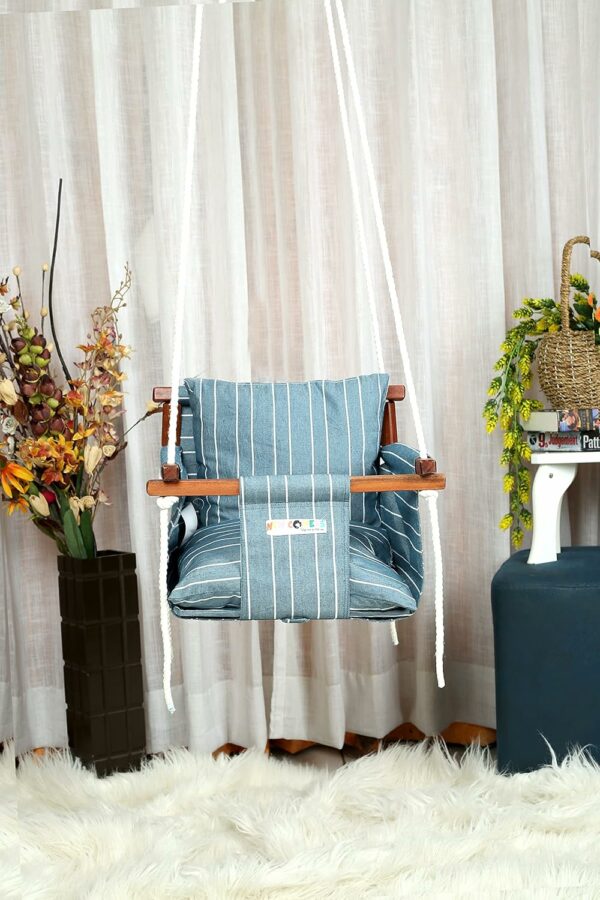 Adjustable Cotton Swing for Kids - Indoor/Outdoor Use, Safety Belt & Pillows - Image 2