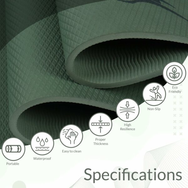 Eco-Friendly 6mm Anti-Skid Yoga Mat for Men & Women - Army Green - Image 5