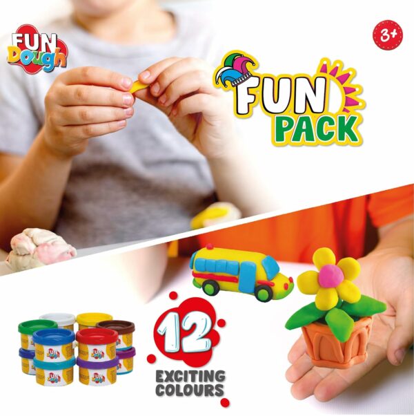 Fun Pack of 12 Colorful Dough Tubs for Kids 3+ - Image 4