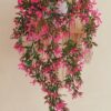 Artificial Hanging Plant with Pink Flowers in White Pot