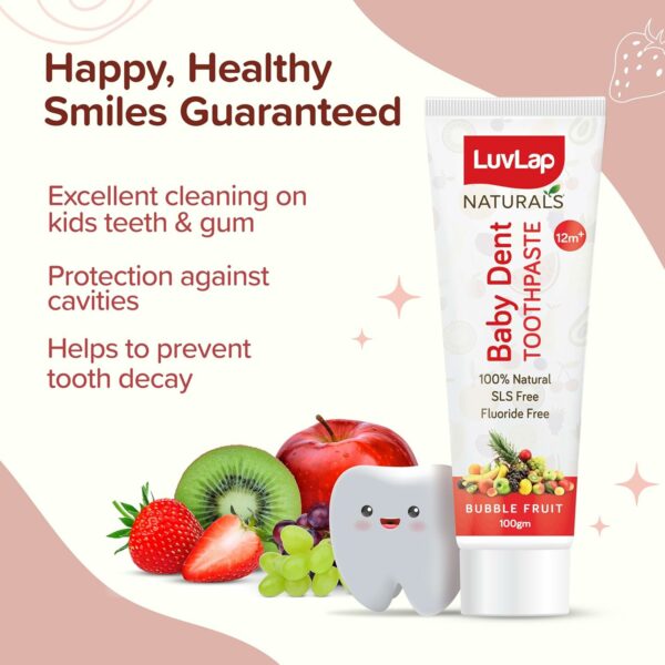 Natural Baby Toothpaste 100g - Fluoride & SLS Free, Bubble Fruit Flavor - Image 3