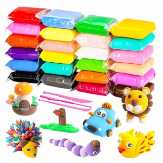 24 Pcs Air Dry Clay Set with Sculpting Tools for Kids