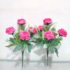 Set of 2 Dark Pink Artificial Rose Flowers Bunches - 33 cm
