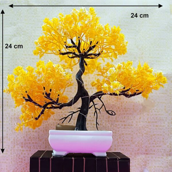Small Artificial Bonsai Plant with Pot LED - 24cm Yellow Tree - Image 2