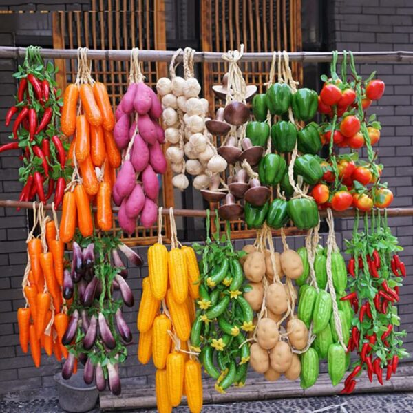 Artificial Garlic and Red Pepper Hanging String - 5 Bunches - Image 6