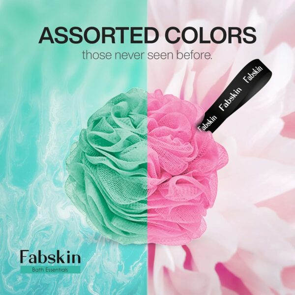 Luxury Bathing Loofah Pack of 2 - Aqua & Pink for Exfoliation - Image 3