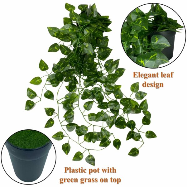 Artificial Hanging Ivy Plants with Pot - 2 Pcs Greenery Decor - Image 3