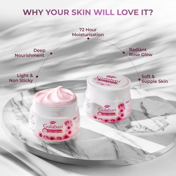 Gulabari Moisturizing Cold Cream 100g & Lip Balm 8g | Natural Rose Oil & Vitamin E - Image 3