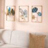 Metal Leaf Wall Hanging Decor - Set of 3, Gold Finish