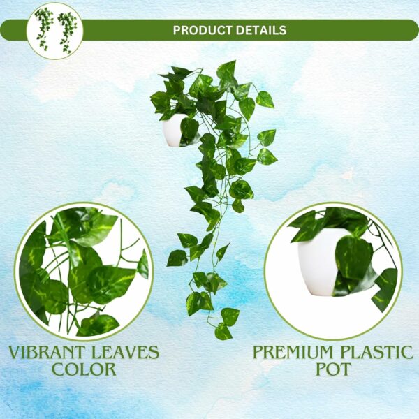 Pack of 2 Artificial Vine Plants in Small Pots - 45 cm - Image 2