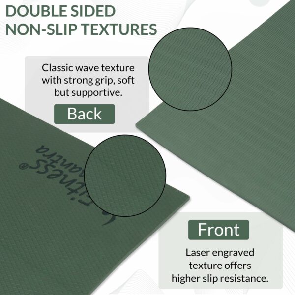 Eco-Friendly 6mm Anti-Skid Yoga Mat for Men & Women - Army Green - Image 2