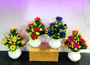 Artificial Flower Set of 4 - Durable Faux Plants for Home & Office Decor