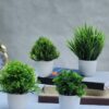 Mini Artificial Plants with Pots - Set of 4 for Home & Office Decor