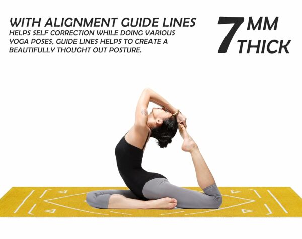 Cotton Yoga Mat 7mm Thick with Guidelines for Home Workout - Image 4