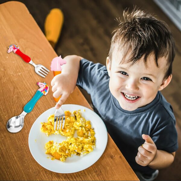 Unicorn Family Baby Spoon and Fork Cutlery Set - Stainless Steel - Image 2