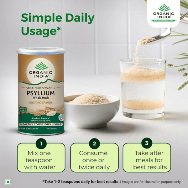 Organic India Isabgol Whole Psyllium Husk Powder - 100g - Image 4
