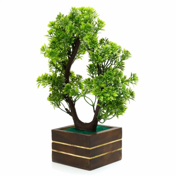 Artificial Bonsai Green Tree with Wooden Pot - Home D?cor - Image 2