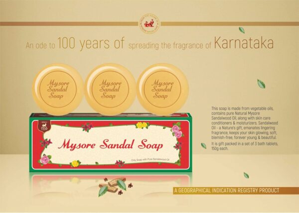 Mysore Sandal Soap Pack of 3 - 450g with Natural Sandalwood Oil - Image 2