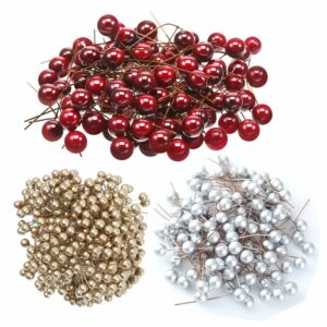 150 Pack Multicolour Artificial Holly Berries for Christmas Decor
