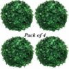 Set of 4 Green PVC Eucalyptus Boxwood Topiary Grass Balls - 18 cm