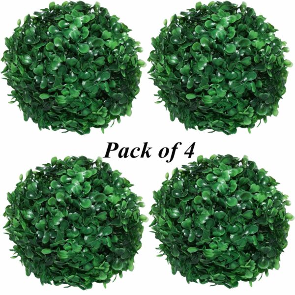 Set of 4 Green PVC Eucalyptus Boxwood Topiary Grass Balls - 18 cm - Image 2