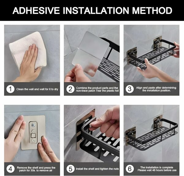 Multipurpose Self-Adhesive Aluminium Bathroom Shelf - Pack of 2 - Image 5