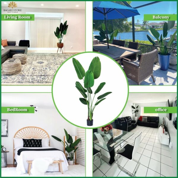 5 Foot Artificial Silk Bird of Paradise Palm Tree - Potted Plant - Image 3