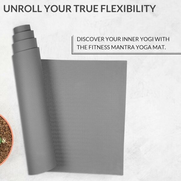 Eco-Friendly 4mm Anti-Slip Yoga Mat with Carrying Strap - Grey - Image 5