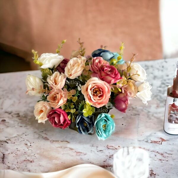 Elegant Wooden Pot with Multi-Design Dry Artificial Flowers - Image 4