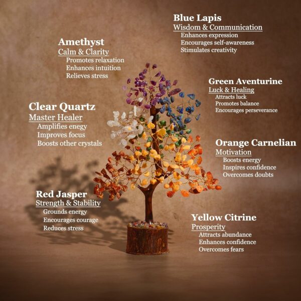Glow in The Dark 7 Chakra Crystal Tree - 10 Inch Home Decor - Image 3