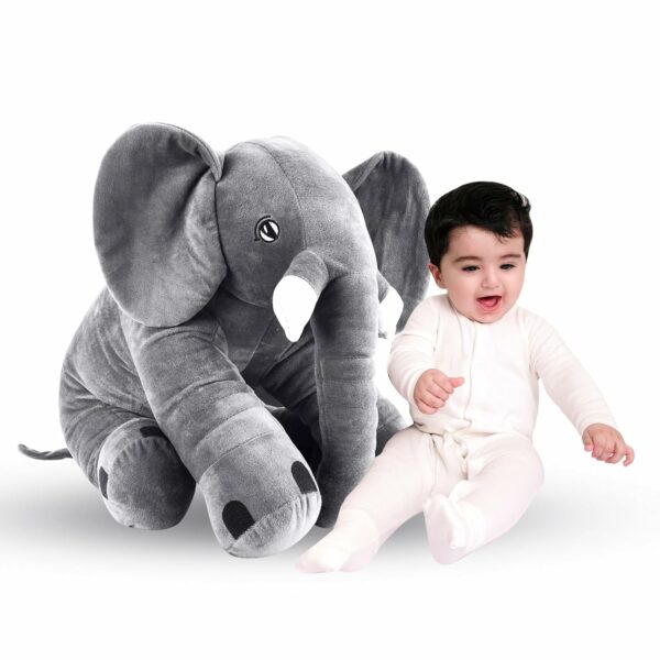 Big Size Elephant Plush Soft Toy for Kids - 60 cm Grey - Image 3