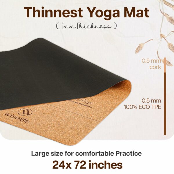 Cork Foldable Yoga Mat with Carry Bag - Extra Thick & Wide - Image 3
