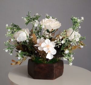 Elegant Wooden Pot with Multi-Design Dry Flowers - Home & Office D?cor