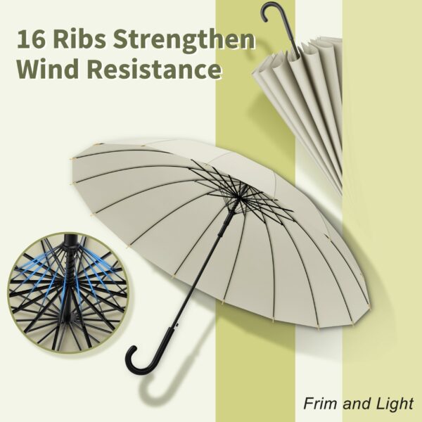 Windproof Macaron Color Stick Umbrella for Women - Image 2