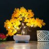 Small Artificial Bonsai Plant with Pot LED - 24cm Yellow Tree